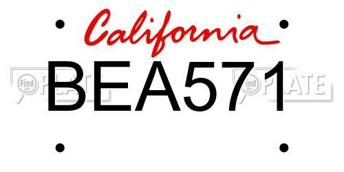 BEA571 California License Plate