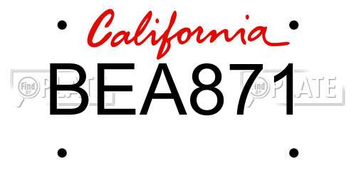 BEA871 California License Plate