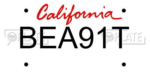 BEA91T California License Plate