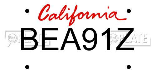 BEA91Z California License Plate