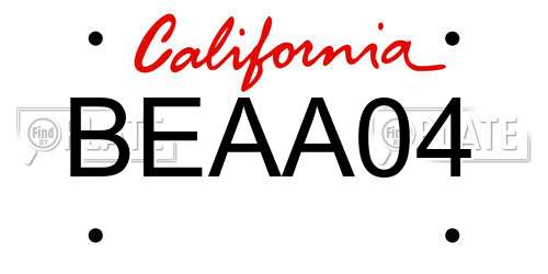 BEAA04 California License Plate
