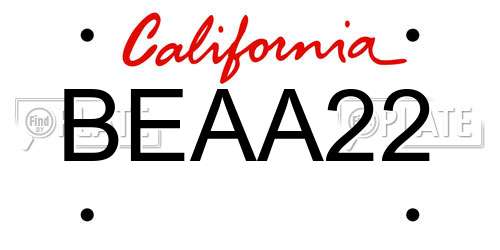 BEAA22 California License Plate