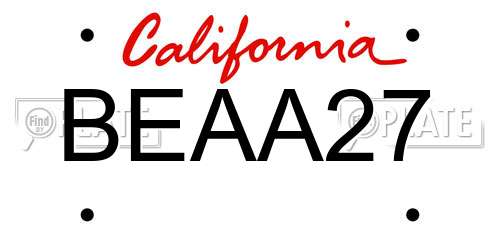 BEAA27 California License Plate