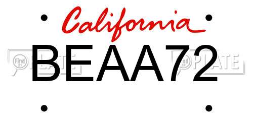 BEAA72 California License Plate