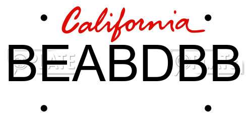 BEABDBB California License Plate