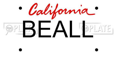 BEALL California License Plate