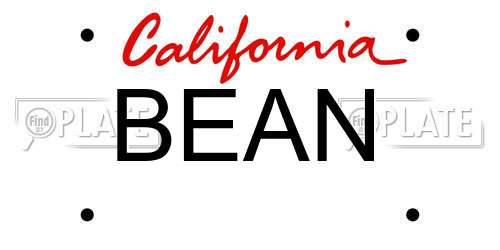 BEAN California License Plate