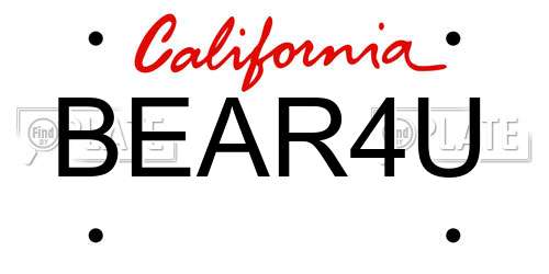 BEAR4U California License Plate