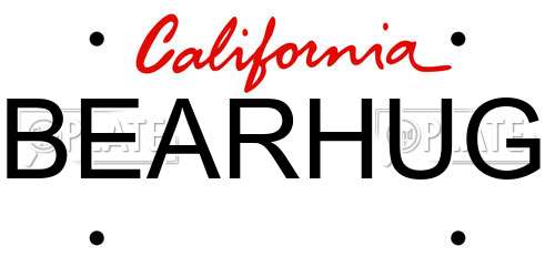 BEARHUG California License Plate