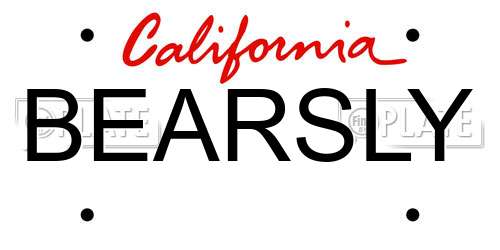 BEARSLY California License Plate