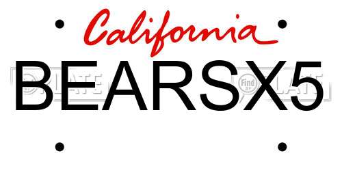 BEARSX5 California License Plate