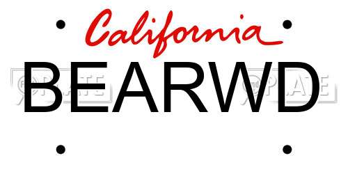 BEARWD California License Plate