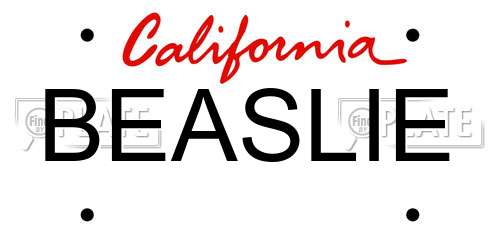 BEASLIE California License Plate