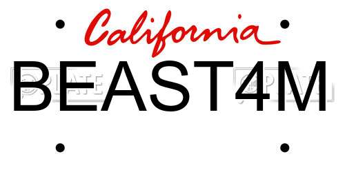 BEAST4M California License Plate