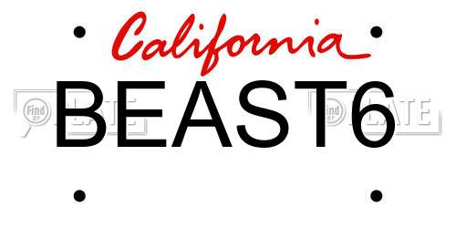BEAST6 California License Plate