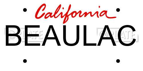 BEAULAC California License Plate