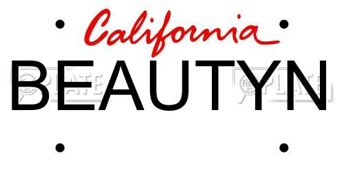 BEAUTYN California License Plate