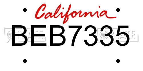 BEB7335 California License Plate