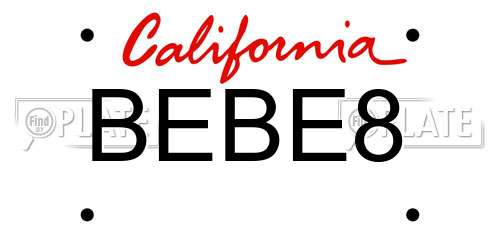 BEBE8 California License Plate