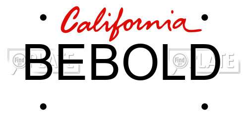 BEBOLD California License Plate