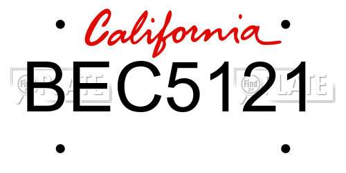 BEC5121 California License Plate
