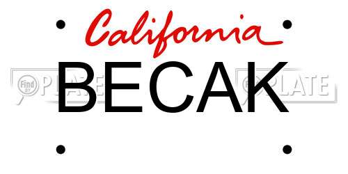 BECAK California License Plate