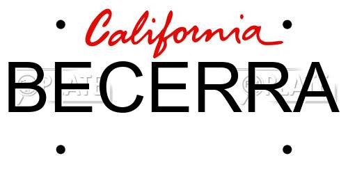 BECERRA California License Plate