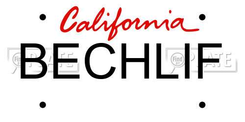 BECHLIF California License Plate