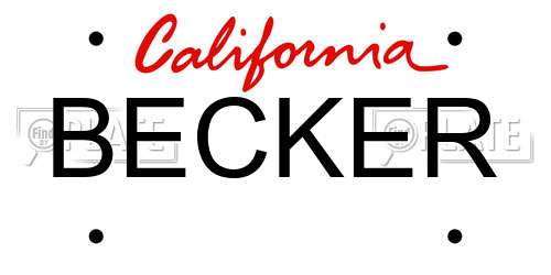 BECKER California License Plate