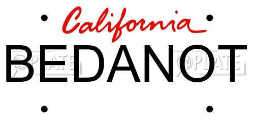 BEDANOT California License Plate