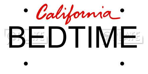BEDTIME California License Plate