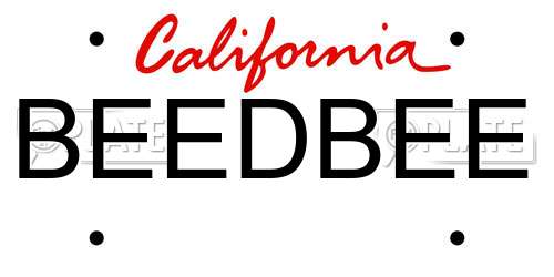 BEEDBEE California License Plate