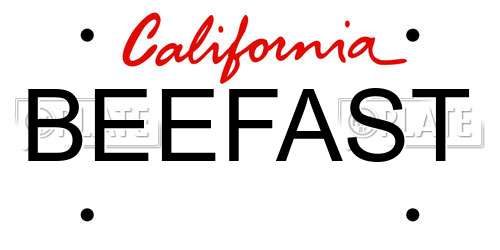 BEEFAST California License Plate