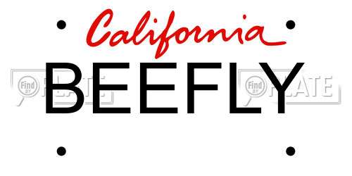 BEEFLY California License Plate