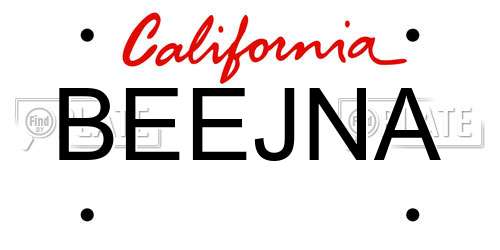 BEEJNA California License Plate