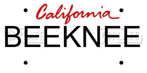 BEEKNEE California License Plate