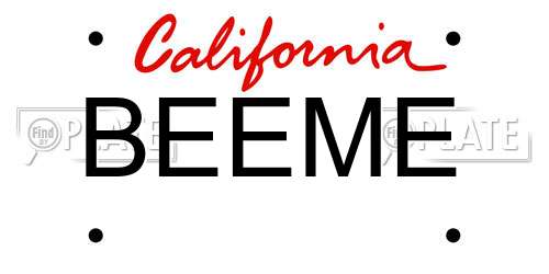 BEEME California License Plate