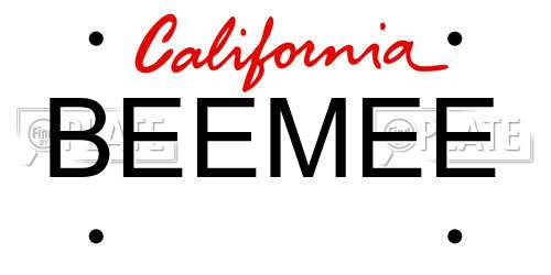 BEEMEE California License Plate