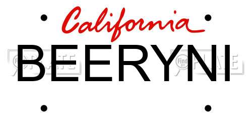BEERYNI California License Plate