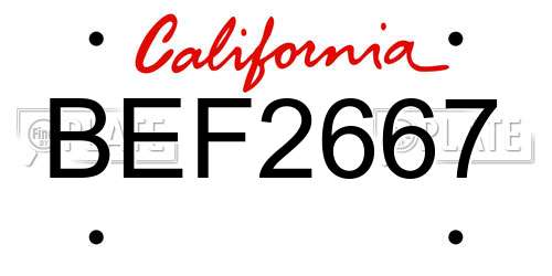 BEF2667 California License Plate