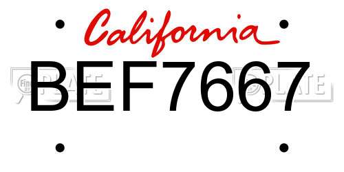 BEF7667 California License Plate