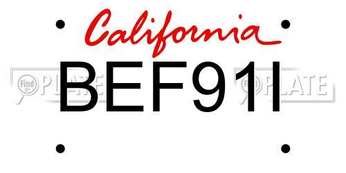 BEF91I California License Plate