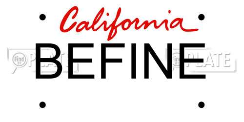 BEFINE California License Plate