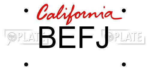 BEFJ California License Plate