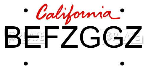 BEFZGGZ California License Plate