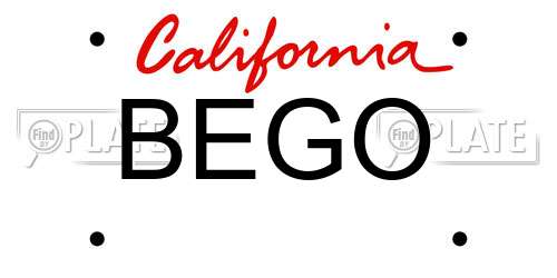 BEGO California License Plate