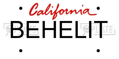 BEHELIT California License Plate