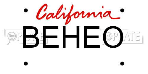 BEHEO California License Plate