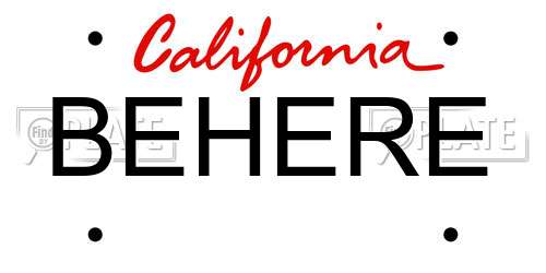 BEHERE California License Plate