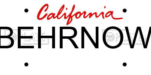 BEHRNOW California License Plate